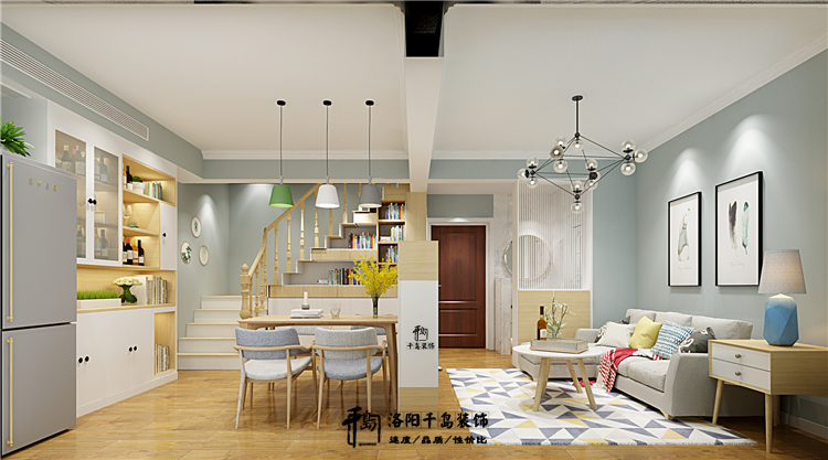 地久艷陽天100㎡小復(fù)式北歐風裝修案例