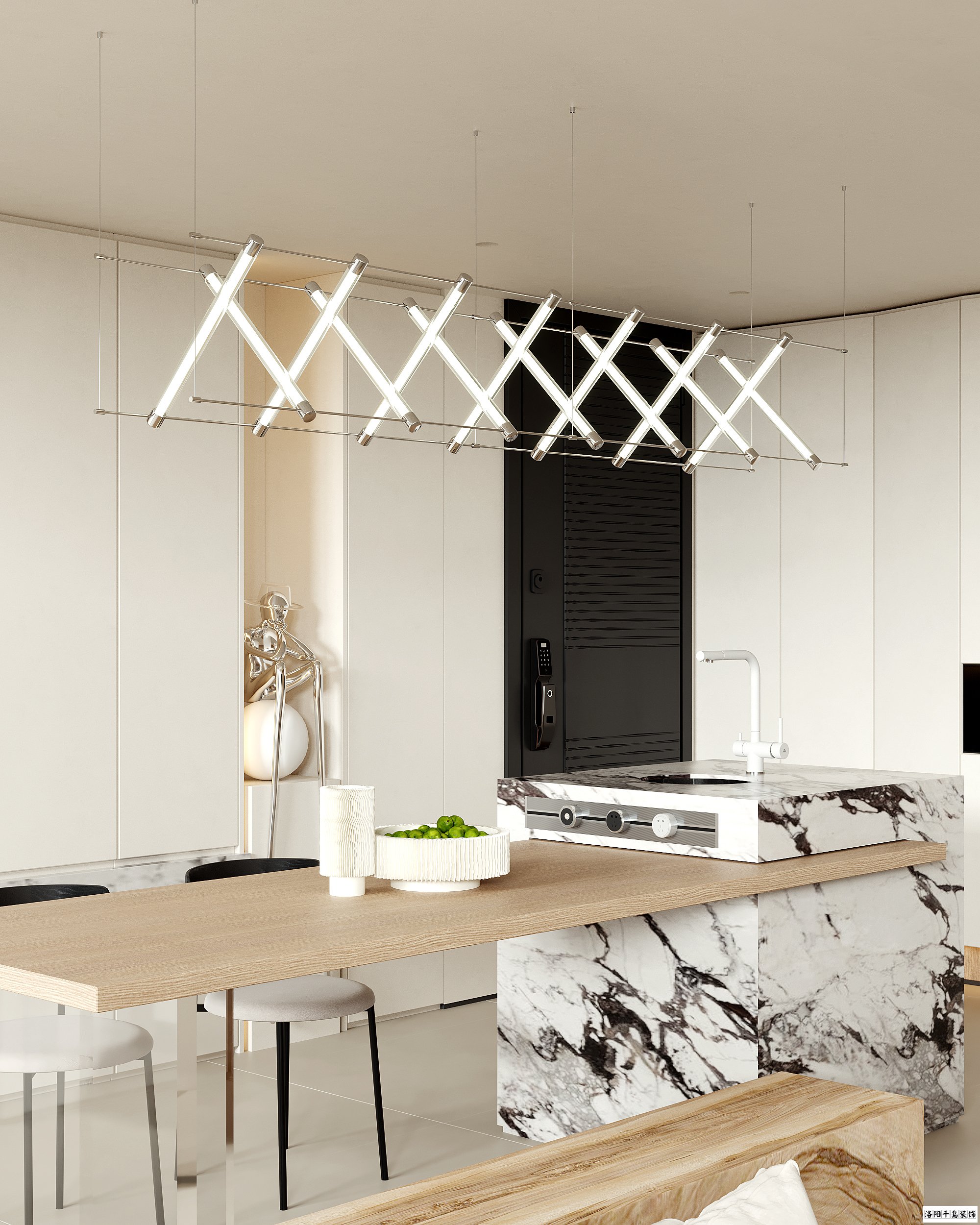 洛陽極簡風(fēng)餐廳裝修案例